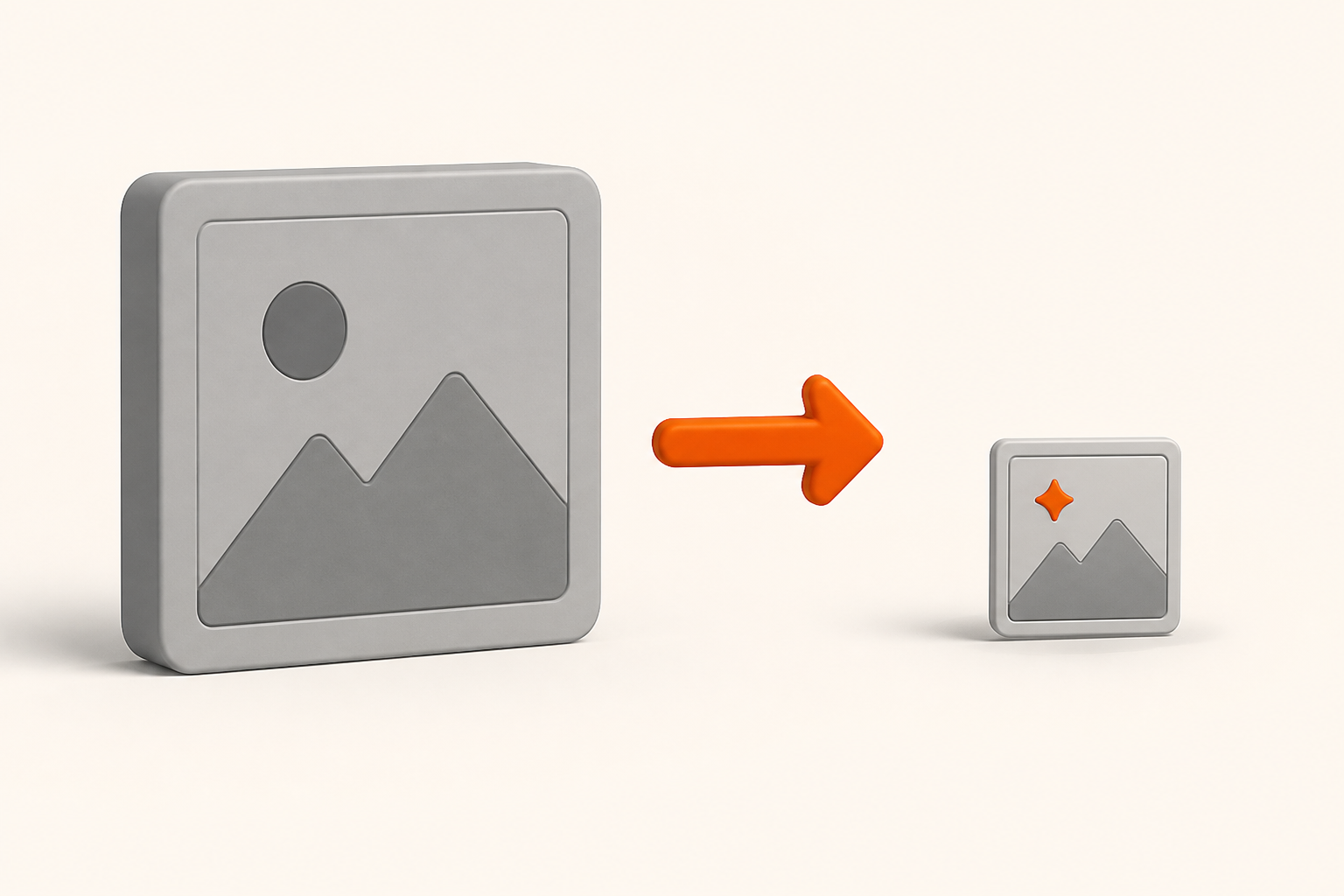 A bulky image file shrinking into a small, refined version